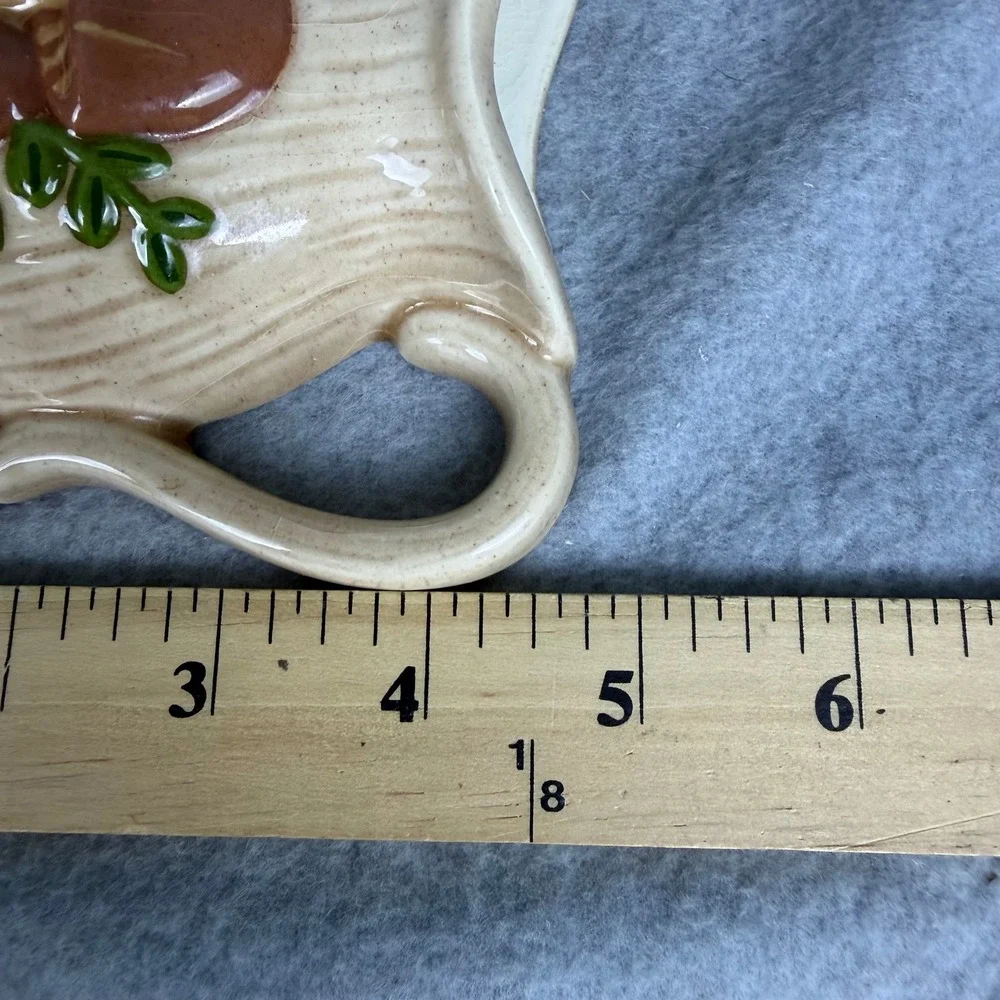 Vintage Mushroom Ceramic Wall Pocket Planter 1981 Cream Brown 5.5in Retro Decor